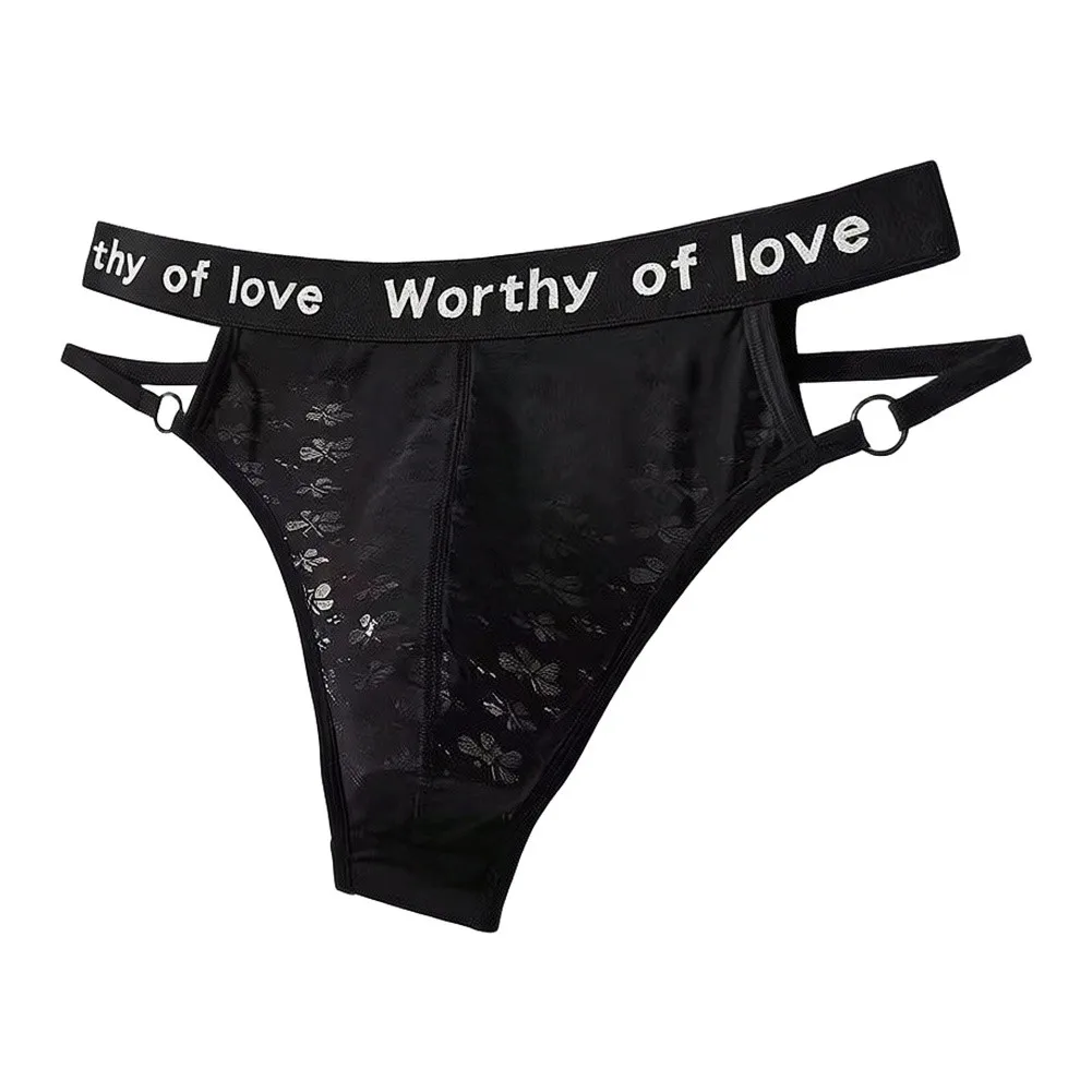 Man's Underwear Mesh Panties Transparent Hollow Out Thong Low Waist T-back  Gays Erotic Open Buttock G-String Underpants