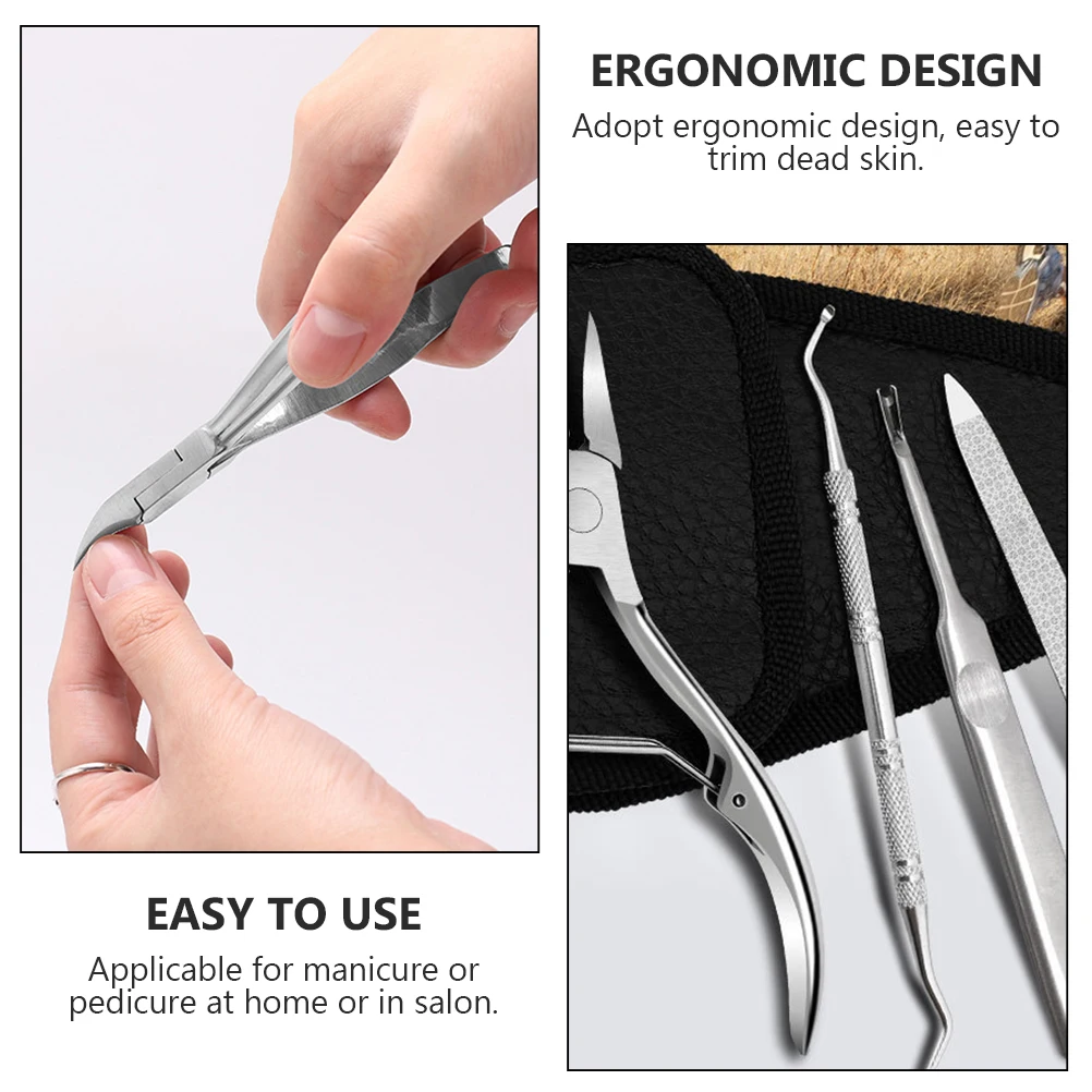 

1 set 1 Set Stainless Steel Nail Clippers Ergonomic Ingrown Nail Trimmer Pedicure Tool Manicure Cutter Set Silver Home Salon Use
