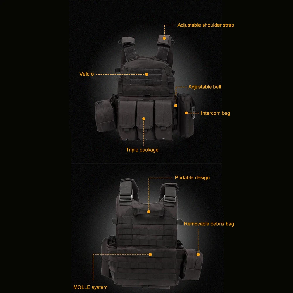 Nylon Chest Rig Molle Vest Multi-Functional Camouflage Molle Waistcoat Adjustable Men Women Combat Equipment for Outdoor Cycling