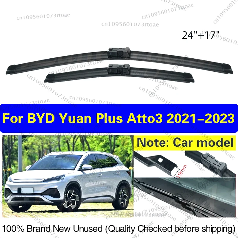 

For BYD Atto 3 Yuan Plus Atto3 2021 2022 2023 Front Windshield Windscreen Wiper Blades Brushes Cutter Car Accessories 24"+17"