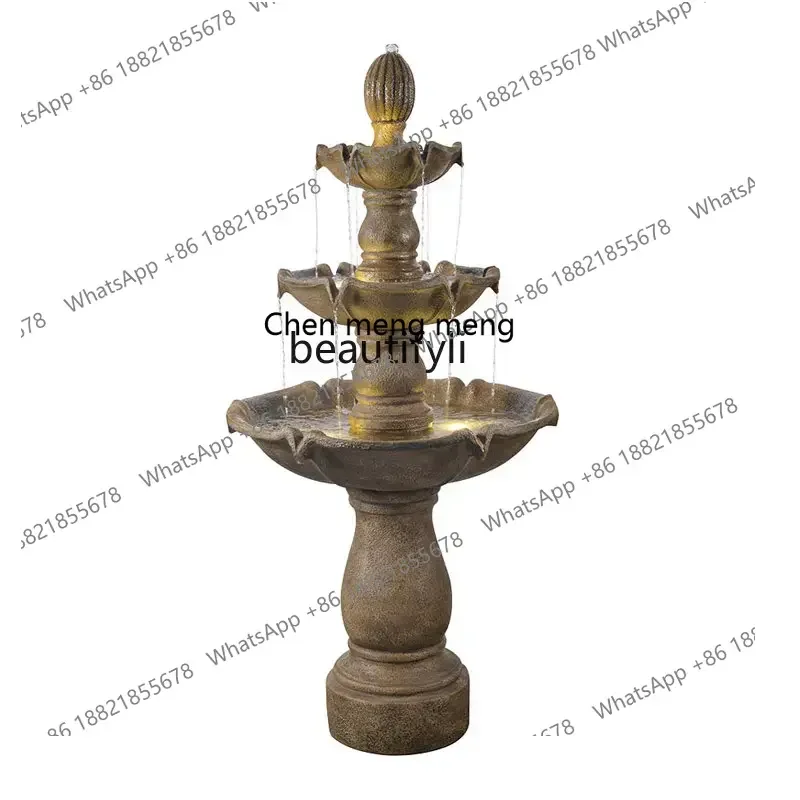 cc182R1 European-Style Fountain Large Outdoor Courtyard Decoration Simple Multi-Layer Circulating Water Villa Resin Decorations
