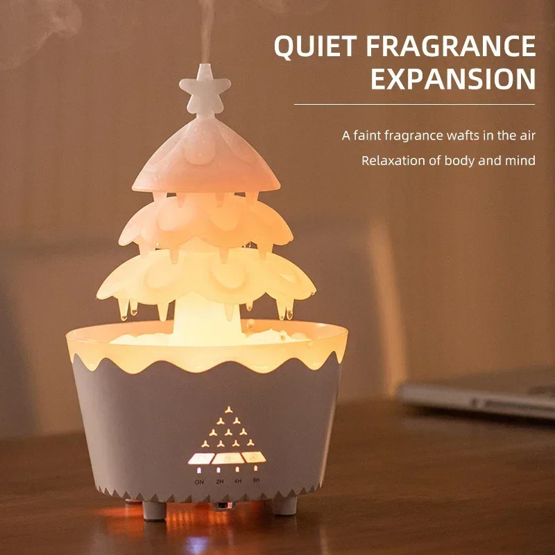 For Lucky Tree Aromatherapy Diffuser Water Drip Raindrop Air Humidifier Rain Cloud with Remote Control for Christmas Gift