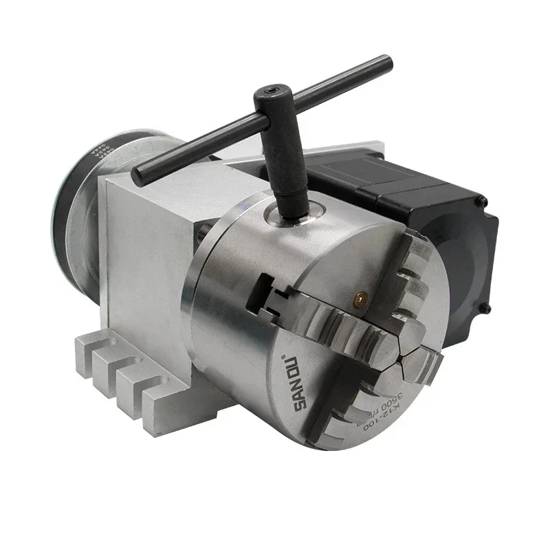 CNC 4th Axis A Aixs Rotary Nema 34 4.5N Motor 4:1 K12-100mm 4 Jaw/K11-100mm 3 Jaw Chuck 100mm+Mt2 Tailstock for Router