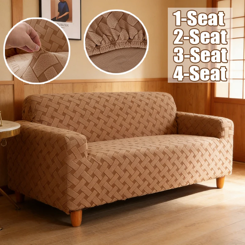 

1/2/3/4 Seater Jacquard Fabric Sofa Cover Stretch Machine Washable Wrinkle Free Furniture Protector for Home Living Room Decor