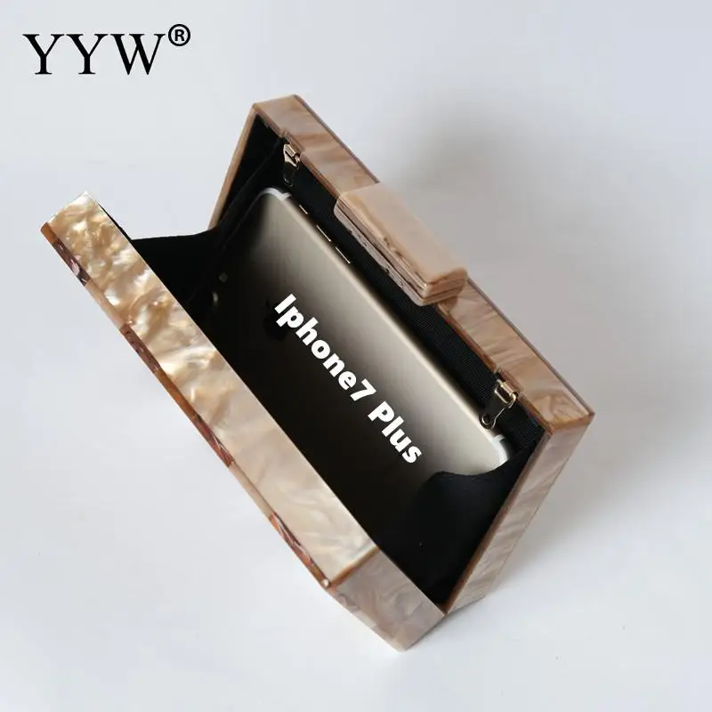 New Trendy Bags Fashion Women Handbag Brown Striped Geometric Acrylic Luxury Wedding Party Evening Bag Woman Box Clutch Purse