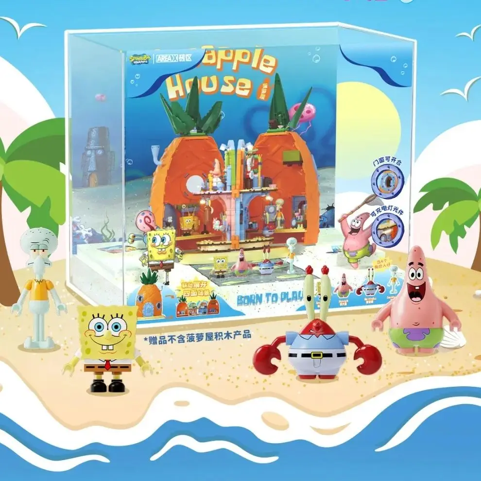 

SpongeBob SquarePants Pineapple House Building Blocks with Lights Movable Cartoon Anime Children Assembly Toy Model Display Gift