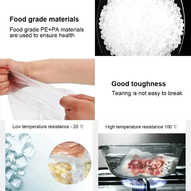 100/200/300pcs Food Grade Vacuum Sealed Storage Bag Home Use Compression Bag for Fridge Special Packaging Bag for Freshness
