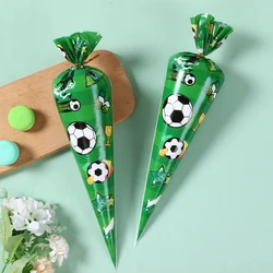 Football Theme Birthday Party Favors Cone Candy Bags Soccer Plastic Gift Packaging Bags Boy Kids Party Baby Shower Decoration