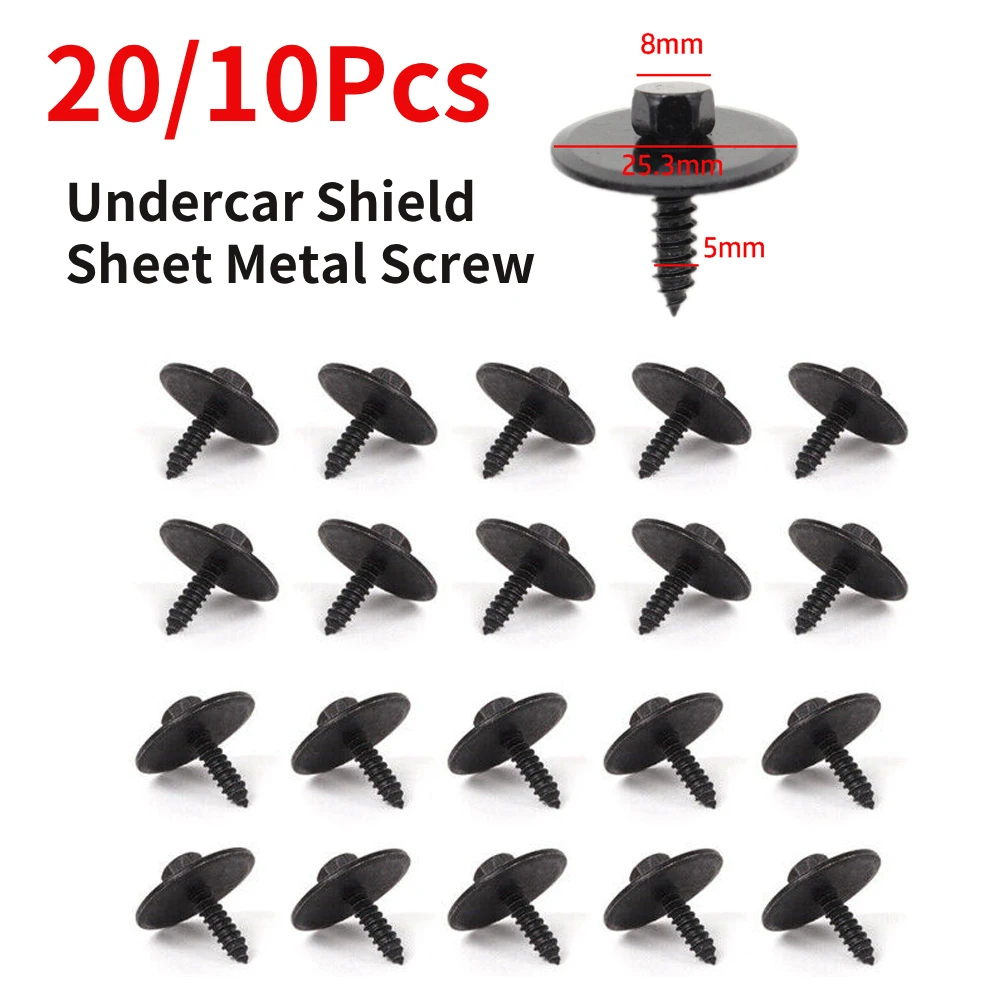 10/20Pcs Hex Screw For BMW For Mercedes Undercar Shield Sheet Metal Screw 2019900536 Car Front Bumper Self-tapping Metal Screws
