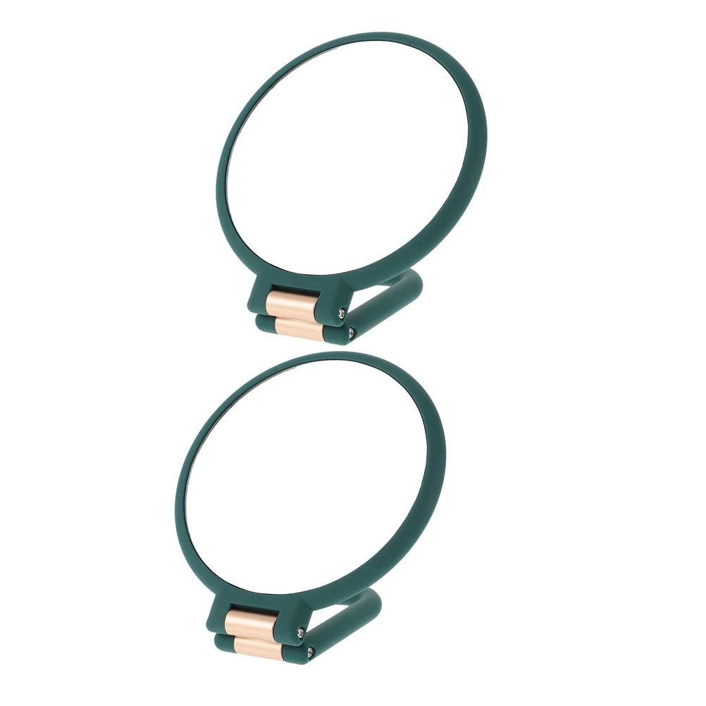 

2Pcs Green Travel Makeup Mirror Double Sided Folding Portable 15X Magnifying Handheld Mirror Compact for Camping Vanity