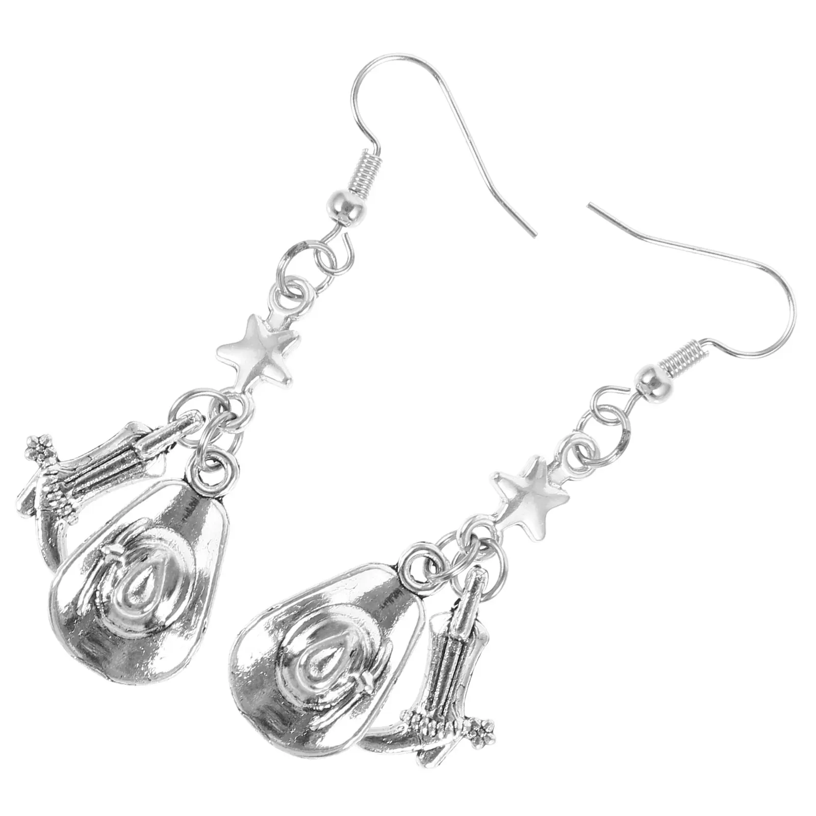 

1 Pair Trendy Cowgirl Hat Dangle Creative Jewelry Women Lightweight Party Small Drop Earrings For Daily Wear Fancy Decorative