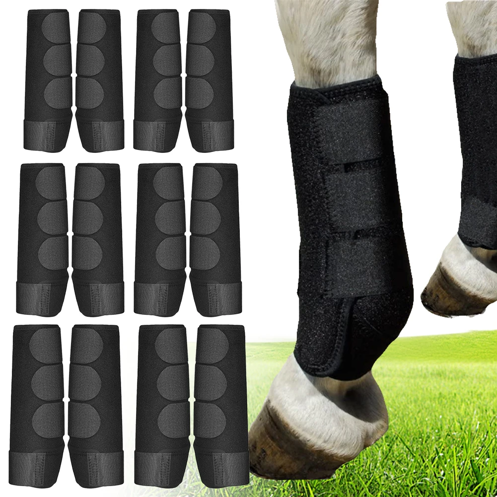 2x Horse Boots Shock Absorbing Horse Leg Wraps Adjustable Horse Leg Protectors for Jumping Training Equestrian Equipment