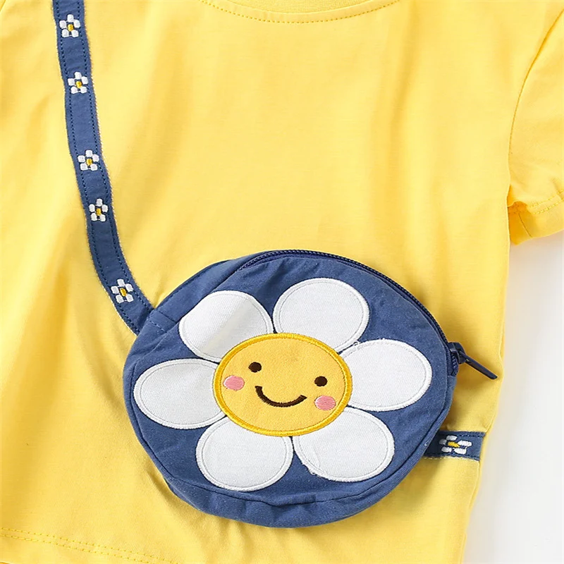Jumping Meters 2-7T Floral Applique Summer Girls T Shirts Short Sleeve Kids Tees Tops Baby Costume Children\'s Clothes Shirts