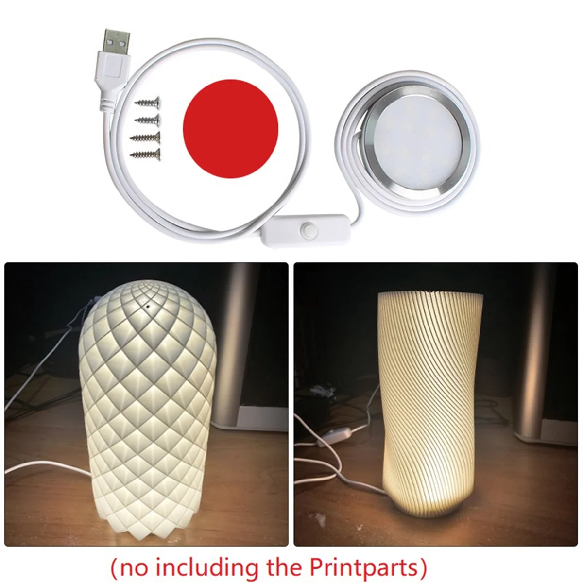 3D Print Parts Model Kit LED Light Lighting Kit Can Be Matched with A Variety of Lampshade Models Without PrintpartsJAS