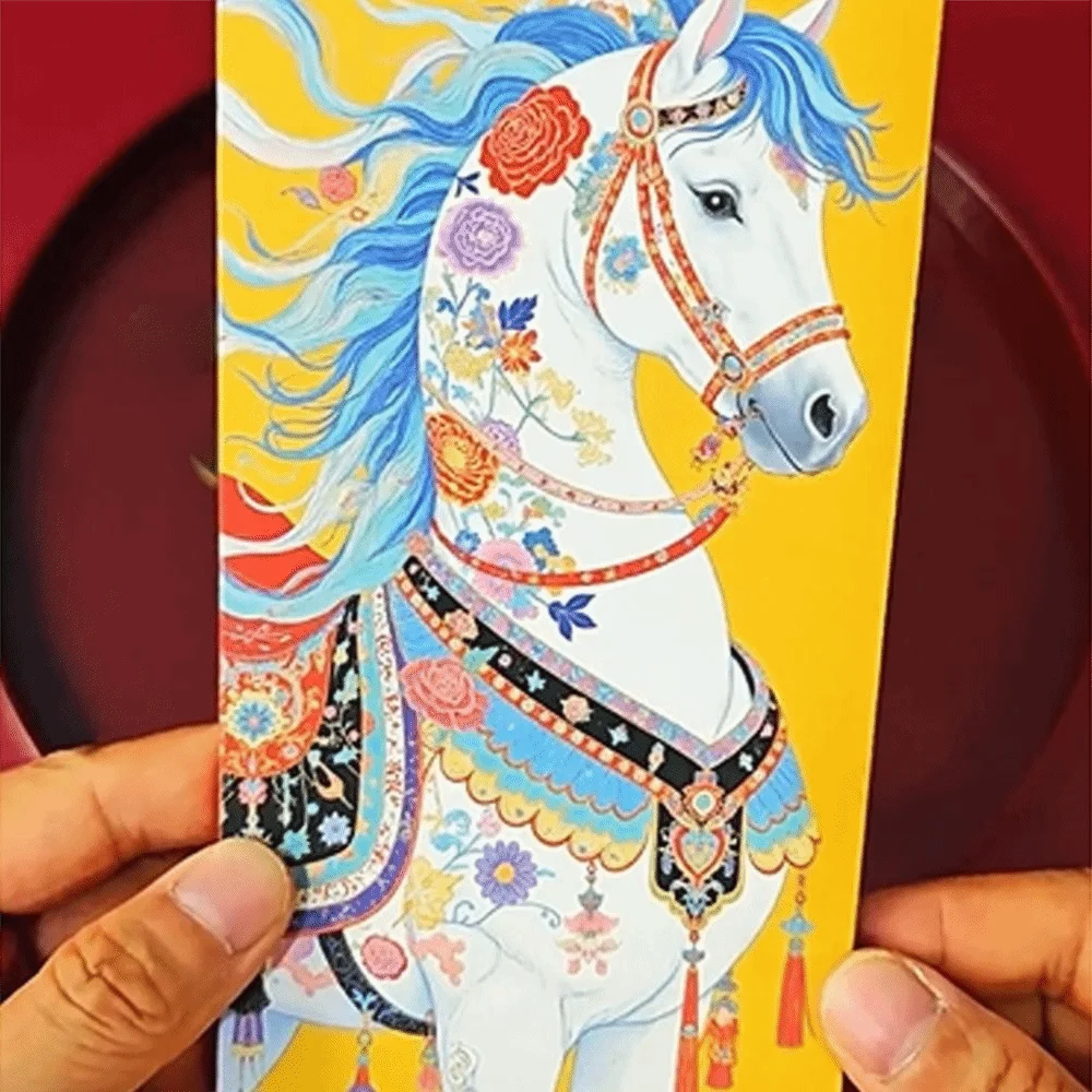 6 stks Paard Jaar Ontwerp Chinees Nieuwjaar Envelop Cartoon Traditionele Geld Envelop Zegen Creatieve Rode Envelop