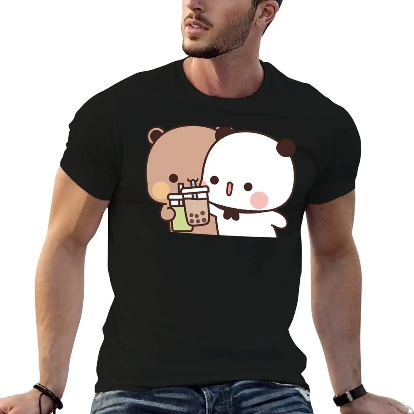

BuBu sharing her iced coffee with DuDu Bear T-Shirt anime stuff funny costumes Personalized t-shirt mens designer t shirt