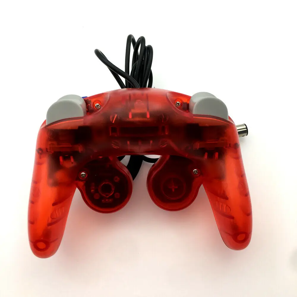 Clear Red Wired Game GC Shock Controller สําหรับคอนโซลเกม Nintendo GameCube NGC