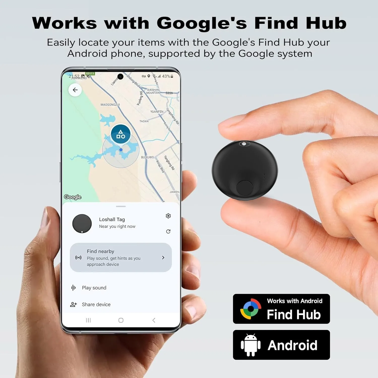 Smart Tracker Android Air-Tags con dispositivo Google Find Hub Localizzatore Smart Tag Finder 2025 per chiavi per bambini per auto anziane, bagagli