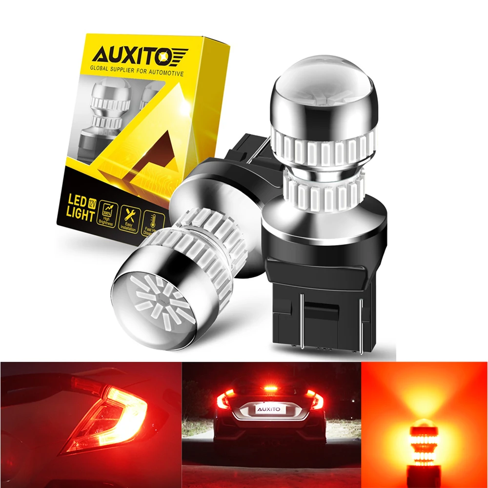 

2 шт. AUXITO T20 W21/5W 7443 Светодиодные лампы Красный стоп-сигнал W21W 7440 Светодиодная лампа Canbus без ошибок Поворотные DRL Парковочные огни Белый Желтый