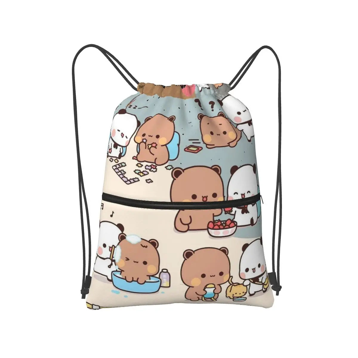 Bubu Dudu Panda Bears Cartoon Backpacks Casual Drawstring Bags Sports Bag Book Bags for Travel School