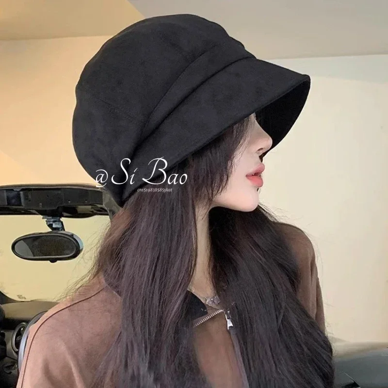 Retro Octagonal Beret Hats Women Autumn Winter Solid Color Warm Newsboy Caps Lady Girl Elegant Artist Painter Caps