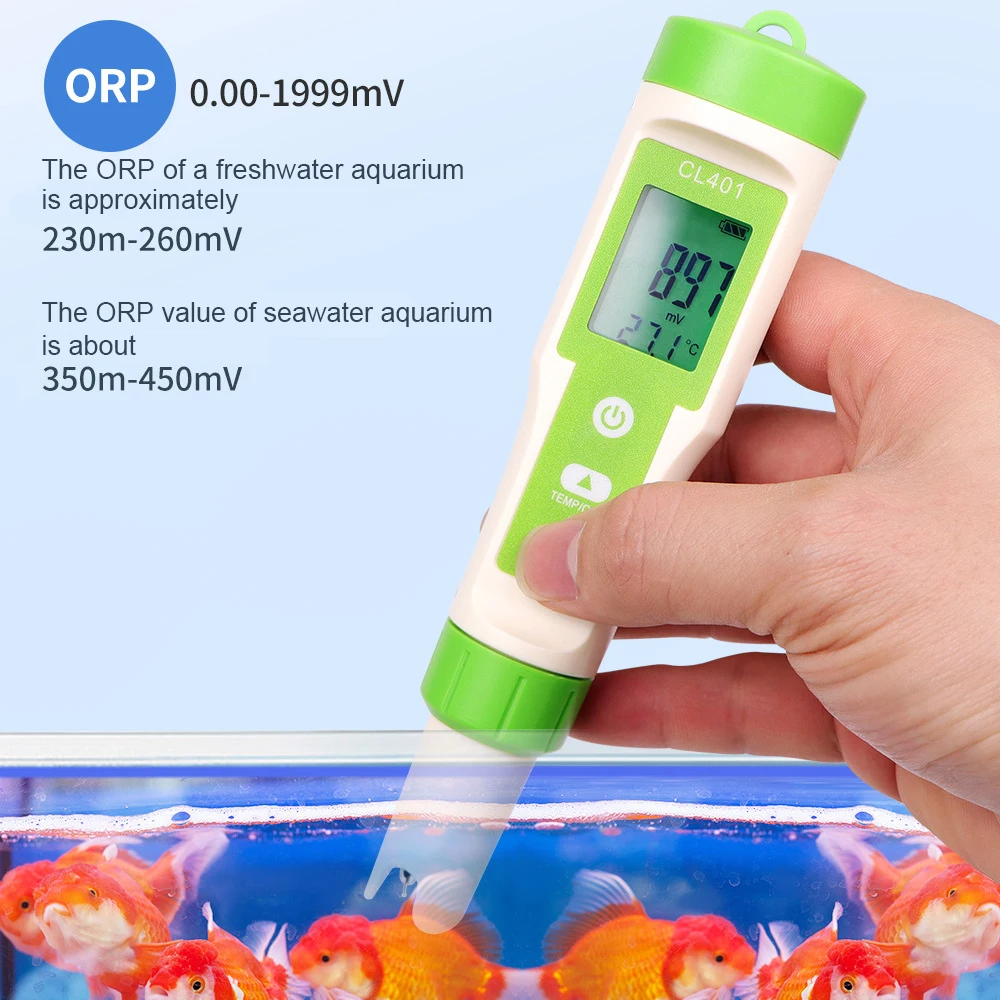 Penna per test del cloro penna per la misurazione del contenuto di cloro d\'acqua 4 in 1 strumento per la misurazione del cloro della piscina acqua