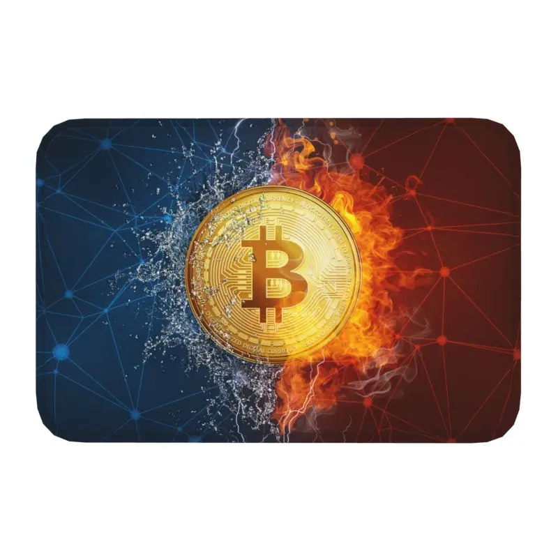 Custom Cryptocurrency Bitcoin Doormat Anti-Slip Entrance Kitchen Bathroom Floor Door Mat Toilet Rug Carpet Footpad