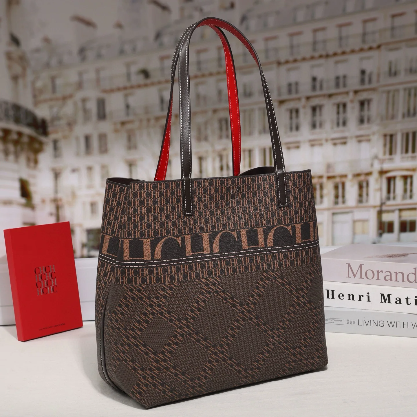 All-Over Print Bucket Bag 2025, Monogram Canvas Tote, Spacious Retro Shoulder Bag for Women, Fashion Beach Travel Purse