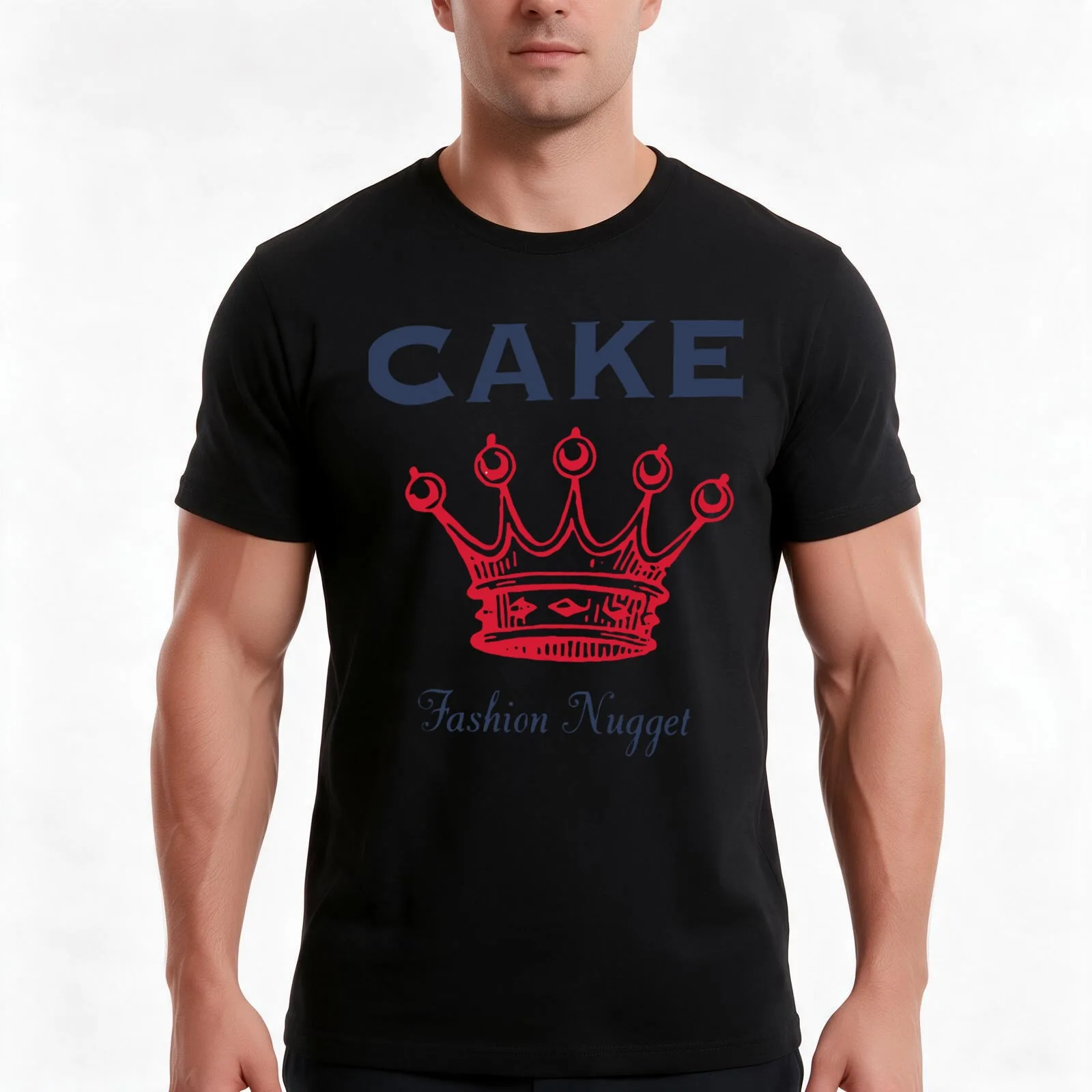 CAKE MUSIC FASHION NUGGET Essential T-Shirt, Summer Casual Cotton Tee, Oversized Streetwear Tops, Vintage Graphic Print