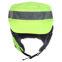 Reflective Thermal Hat Mens Fleece Lined Ear Flap Windproof High Visibility Cycling Safety Cap Outdoor Winter Sports