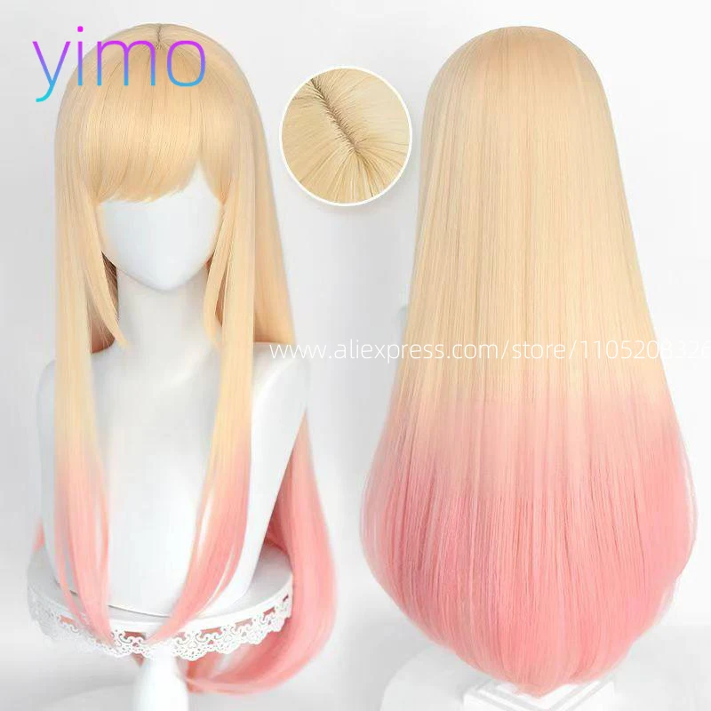 

Аниме Марин Китагава Косплей Парики 80 см Длинные Прямые Розовые Окрашенные Градиентные Термостойкие Синтетические Волосы