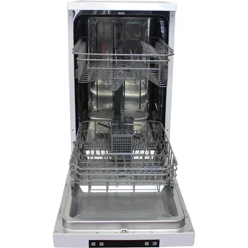 PMD4-SPT SD-9263W غسالة أطباق محمولة واسعة مقاس 18 بوصة مع ENERGY STAR، 6 برامج غسيل، 8 إعدادات للأماكن وحوض من الفولاذ المقاوم للصدأ - أبيض،