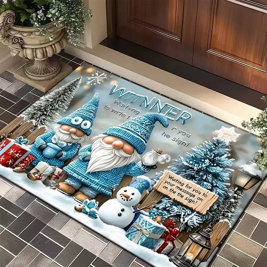 VIKAMA Christmas Truck Doormat for Front Door, Soft Crystal Velvet Welcome Mat, Non Slip Anti Fatigue Door Rug Indoor Outdoor