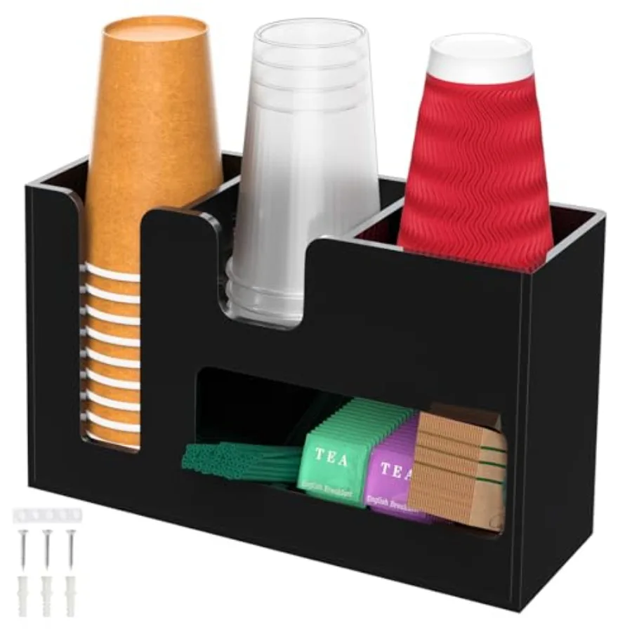 

Органайзер для кофейной станции на столешницу: акриловый держатель для чашек и крышек, вертикальный органайзер для хранения чая и приправ, подставка для кофейных капсул