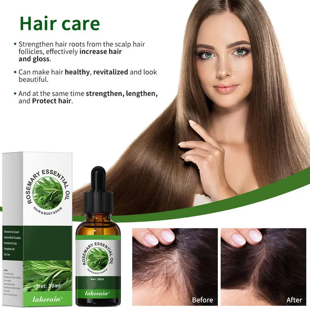 30ml Rosemary Hair Essential Oil Hair Oil Hair Care Serum for Hair Strengthening Nourishing Split Ends B9O4