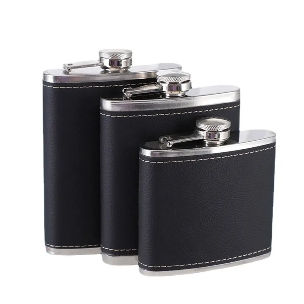 Stainless Steel Liquor Flask PU Leather Wrapped Hip Flask Drinkware Whisky Flagon for Alcohol Wine Wedding Party