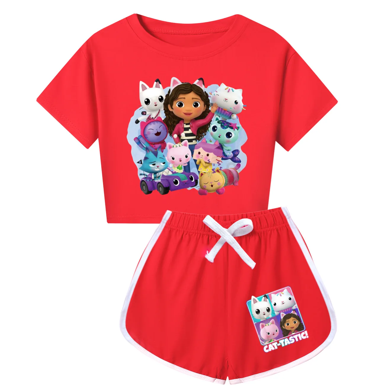 

Camiseta Gato Niña Manga Larga Gabby Doolhouse Clothes Kids Summer Running Sportsuits Girls Gabbys Chat T-shirt Shorts 2pcs Sets