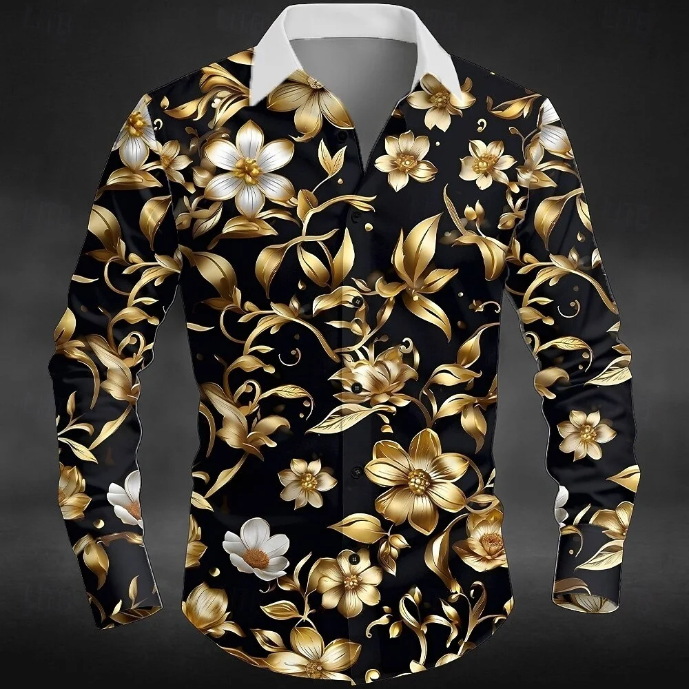 

New men's daily casual shirt with 3D artistic printing technique for collar, fashionable design, comfortable fabric, fast shippi