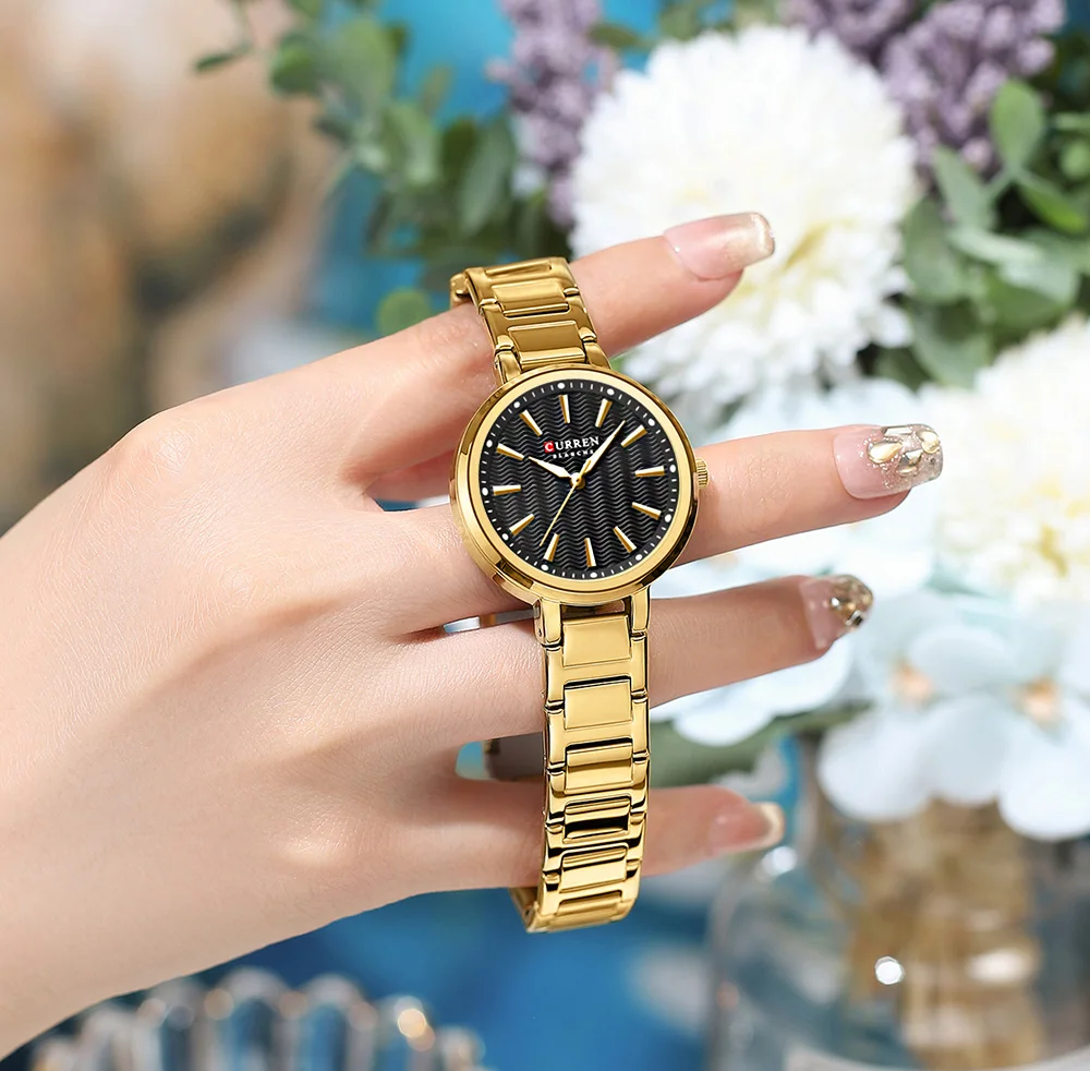 CURREN Elegante Schlichtheit Quarz-Zifferblatt-Uhr für Damen Schlankes Luxus-Zifferblatt mit Leuchtzeigern Armbanduhr für Damen – Detail 12