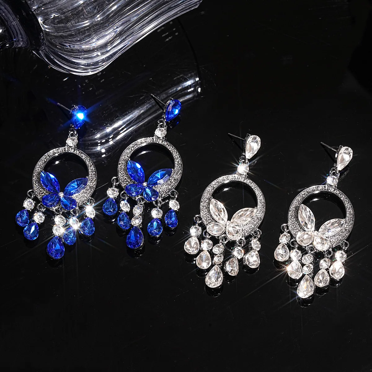 Silver Needle Diamond Geometric Butterfly Tassel Earrings Light Luxury Premium Earrings Super Immortal Elegant Earrings Design N