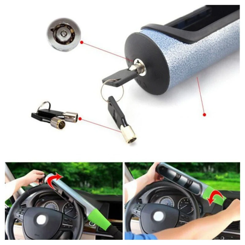 XMM-9 Car Steering Wheel Lock Thickened Baseball Bat Shaped Anti-theft Hard Steel Lock Self-defense Security Tool Of Medium Size