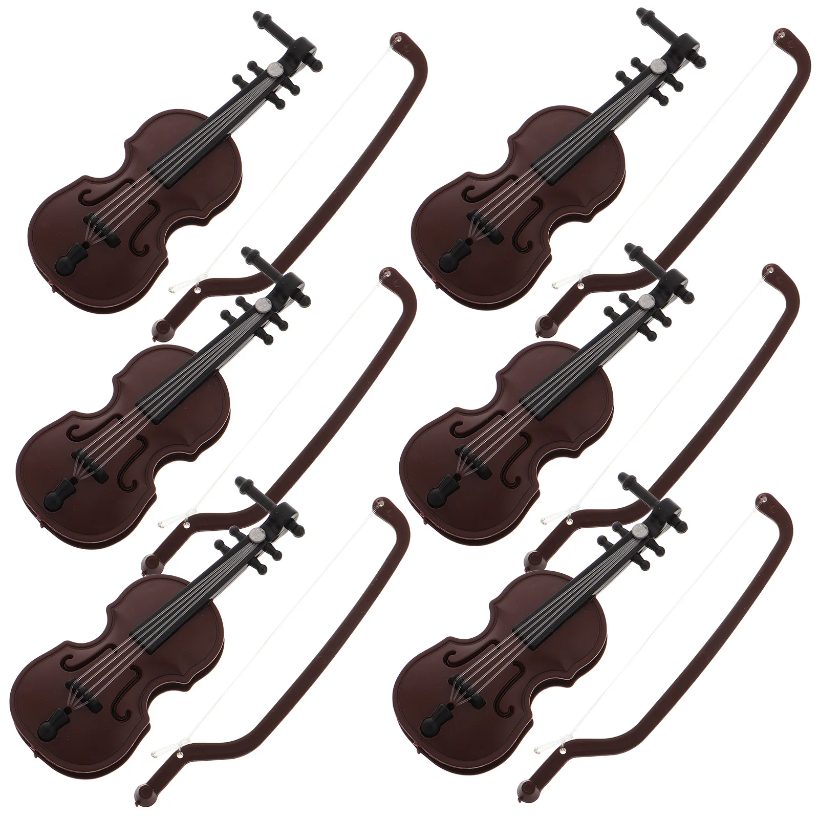 

6 Pcs Violin Pendant Miniature Adornment Statue Kids Toy Model Plastic Holiday Decoration Christmas Tree Gardening