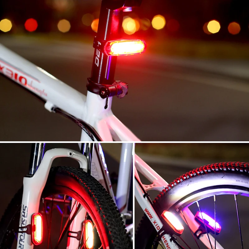 MTB Road Bike Rear Light USB Rechargeable LED Bike Tail Light Easy to Install Bicycle Warning Taillights for Night Riding Safety