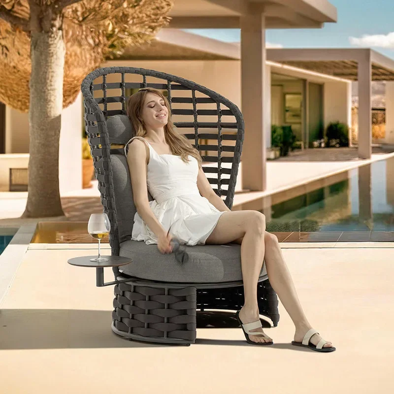 Outdoor rattan sofa combination, courtyard, open-air garden, hotel outdoor waterproof and sunscreen