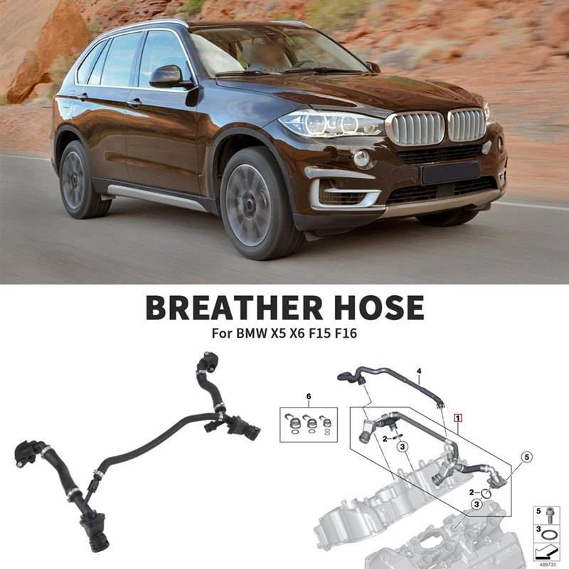 Car Crankcase Breather Pipe Breather Hose 11158647962 11158603879 11158637874 For BMW X5 X6 F15 F16