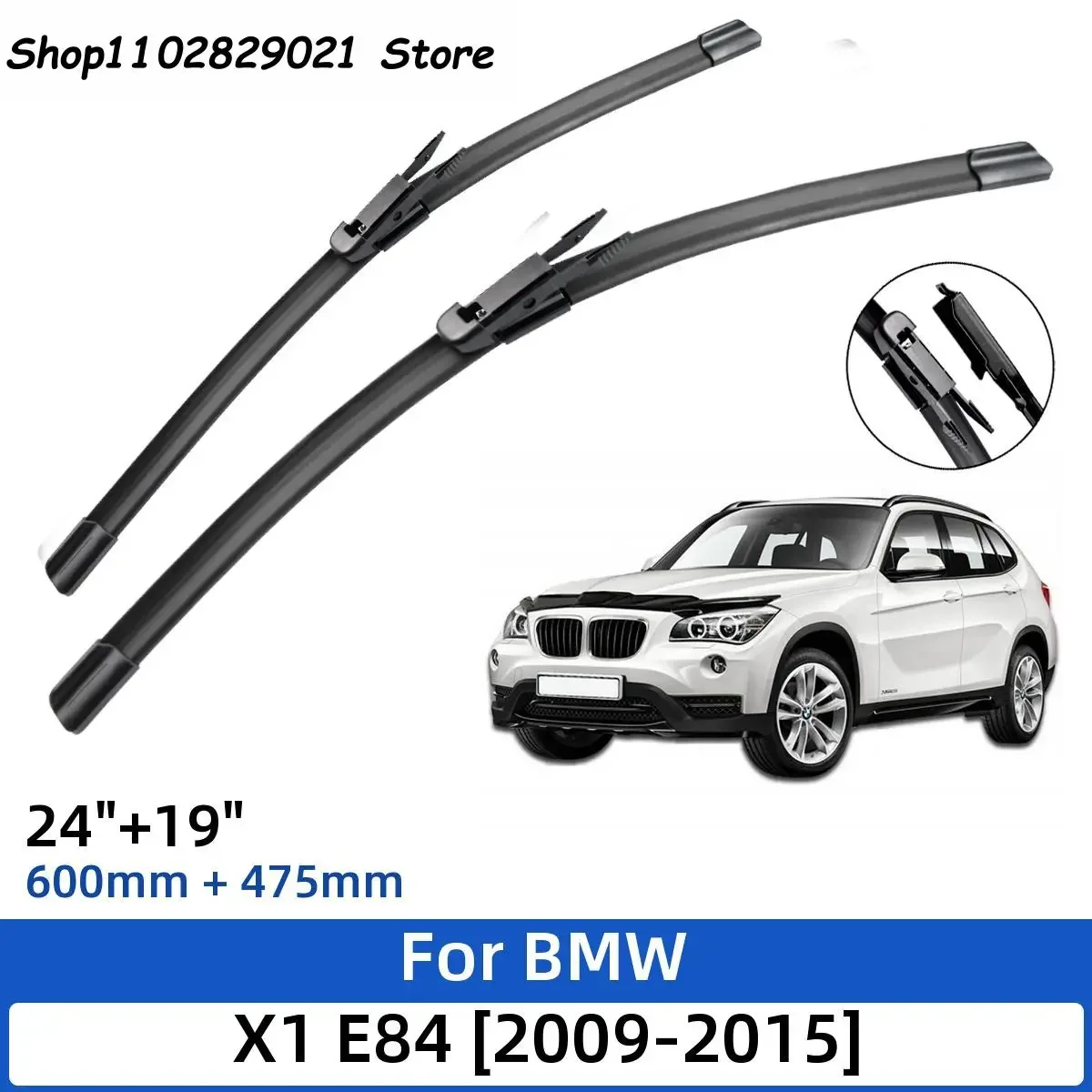 

2PCS For BMW X1 E84 2009-2015 24"+19" Front Wiper Blades Windshield Windscreen Window Cutter Accessories 2012 2013 2014 2015