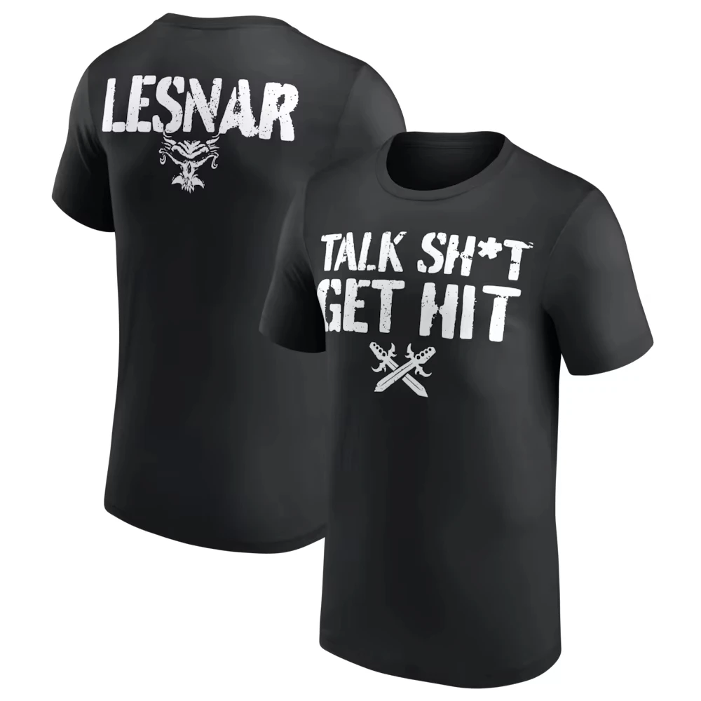 2026 New Brock Lesnar Talk Sht Get Hit T-Shirt Mens 3D Printed Wrestling Quick Dry Short Sleeve Sports Casual Plus Size T-Shirt