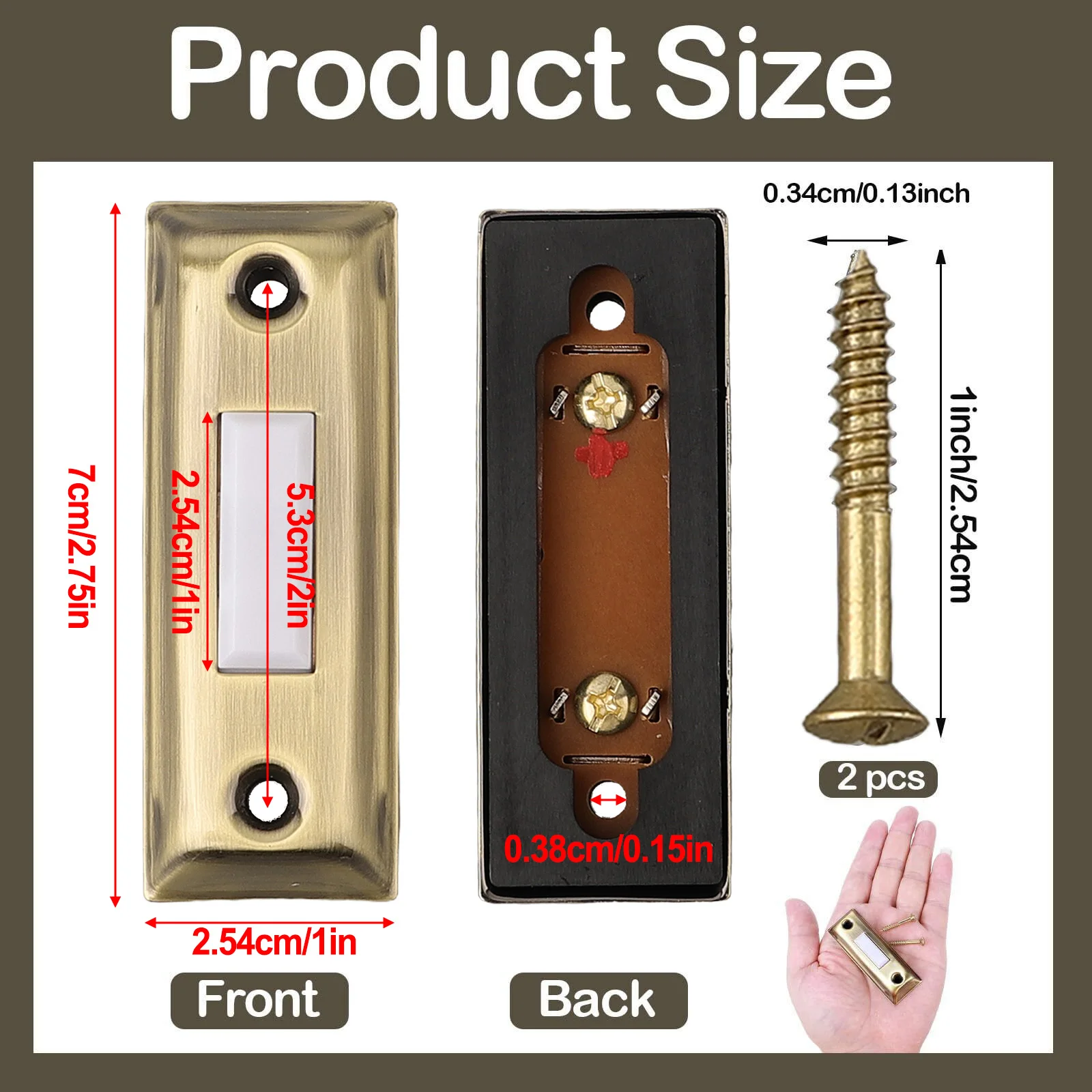 Button Doorbell Button Metal Door Bell Sturdy Switch Versatile Wall Mounted Antique Brass Doorbell Push Button