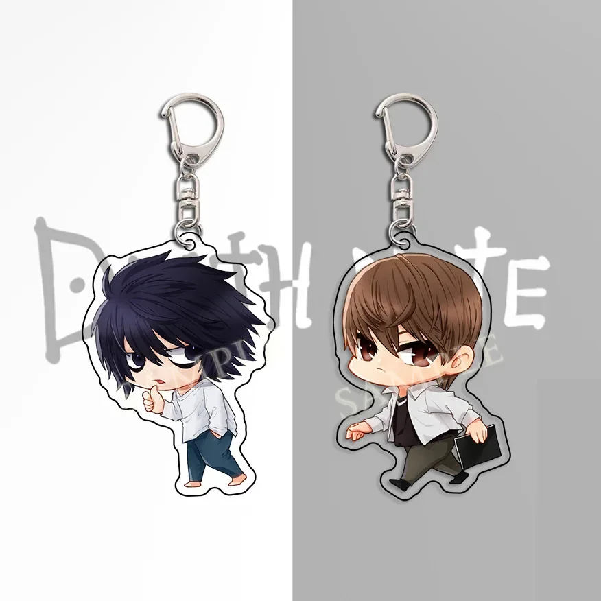 Cute Q Version Yagami Light L·Lawliet Key Chain Key Ring Anime Death Note 2-Sided Acrylic Keychain School Bag Pendant Ornament