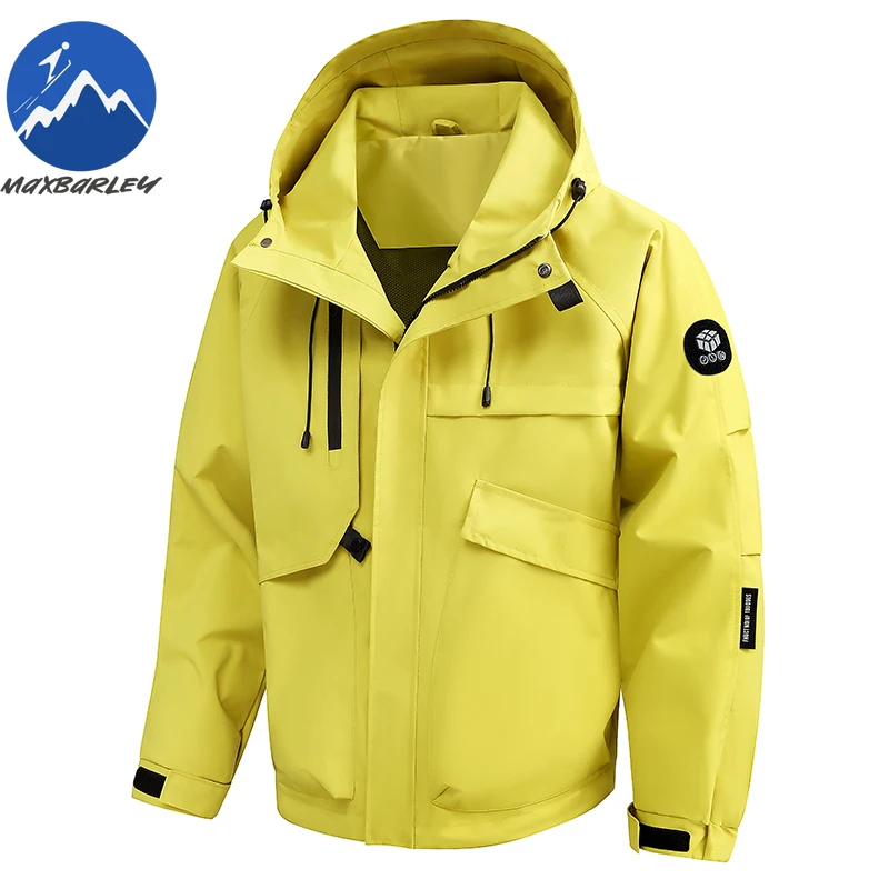 Maxbarley Gorpcore Jacket Men Outdoor Hiking Hunting Waterproof Windbreaker chaqueta Man Autumn 2025 New Work Riding Hooded Coat